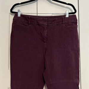 LOFT curvy skinny maroon dress pant size 12